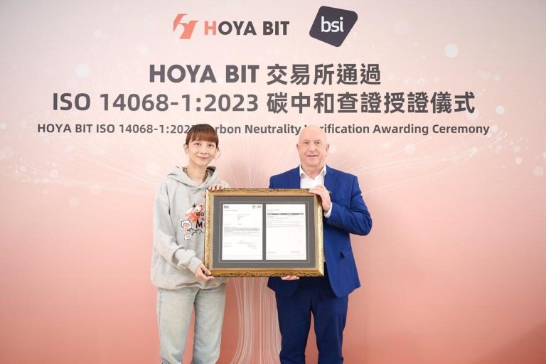 HOYA BIT Becomes World's First BSI ISO 14068-1 Certified Carbon-Neutral Crypto Exchange
